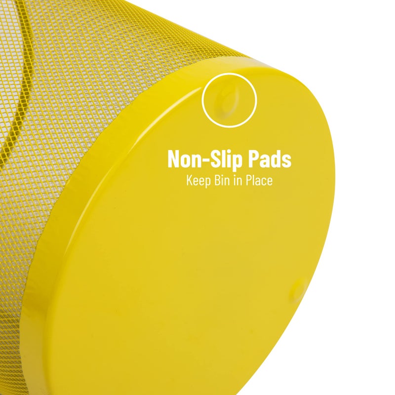 Mind Reader Mesh Trash Can, 16.65L (4.4 gal), Waste Paper Basket, Round, Office, Metal Mesh, 11.5" L x 11.5" W x 13.75" H, Yellow - Image 5